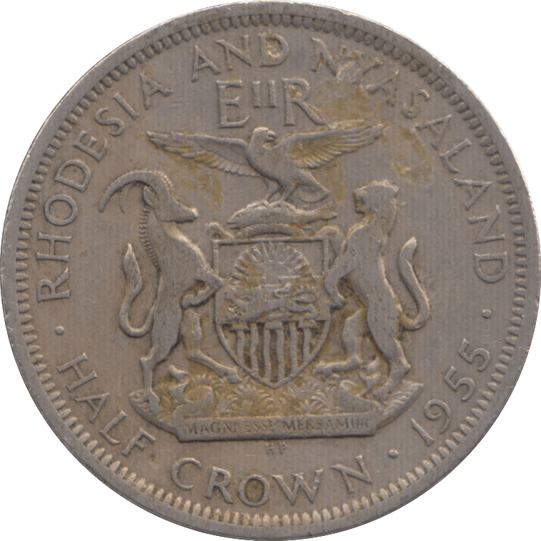 1955 RHODESIA AND NYASALAND HALFCROWN - WORLD COINS - Cambridgeshire Coins