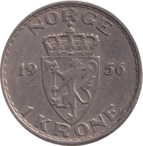 1956 1 KRONER NORWAY - WORLD COINS - Cambridgeshire Coins