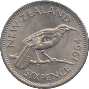 1964 NEW ZEALAND SIXPENCE - WORLD COINS - Cambridgeshire Coins