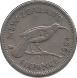 1964 SIXPENCE NEW ZEALAND - WORLD COINS - Cambridgeshire Coins