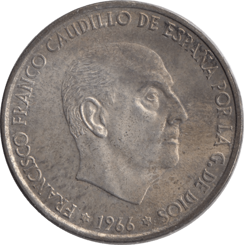 1966 SILVER 100 PESETAS SPAIN - SILVER WORLD COINS - Cambridgeshire Coins