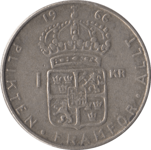 1966 SWEDEN ONE KRONER - WORLD COINS - Cambridgeshire Coins