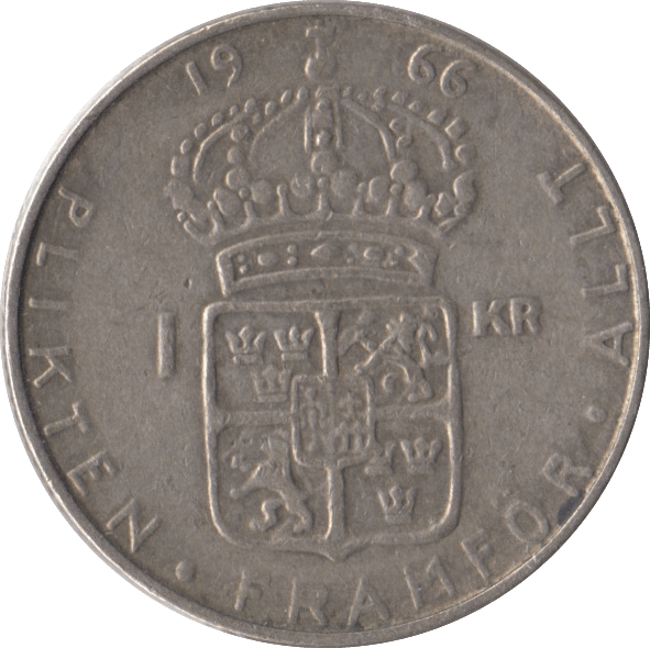 1966 SWEDEN ONE KRONER - WORLD COINS - Cambridgeshire Coins