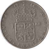 1966 SWEDEN ONE KRONER - WORLD COINS - Cambridgeshire Coins