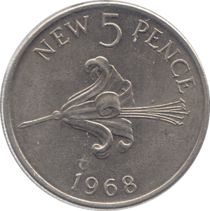 1968 FIVE PENCE GUERNSEY - WORLD COINS - Cambridgeshire Coins