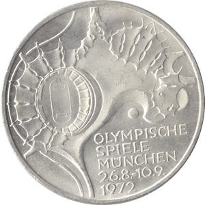 1972 GERMANY MUNICH OLYMPIAD SILVER 10 MARKS - SILVER WORLD COINS - Cambridgeshire Coins