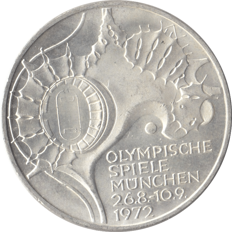 1972 GERMANY MUNICH OLYMPIAD SILVER 10 MARKS - SILVER WORLD COINS - Cambridgeshire Coins