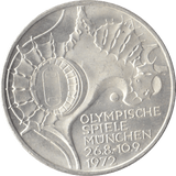 1972 GERMANY MUNICH OLYMPIAD SILVER 10 MARKS - SILVER WORLD COINS - Cambridgeshire Coins