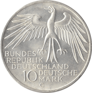 1972 GERMANY MUNICH OLYMPIAD SILVER 10 MARKS - SILVER WORLD COINS - Cambridgeshire Coins