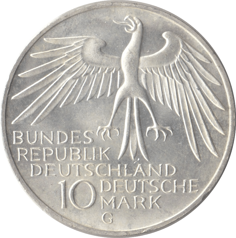 1972 GERMANY MUNICH OLYMPIAD SILVER 10 MARKS - SILVER WORLD COINS - Cambridgeshire Coins