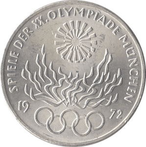 1972 GERMANY OLYMPIAD SILVER 10 MARKS - SILVER WORLD COINS - Cambridgeshire Coins