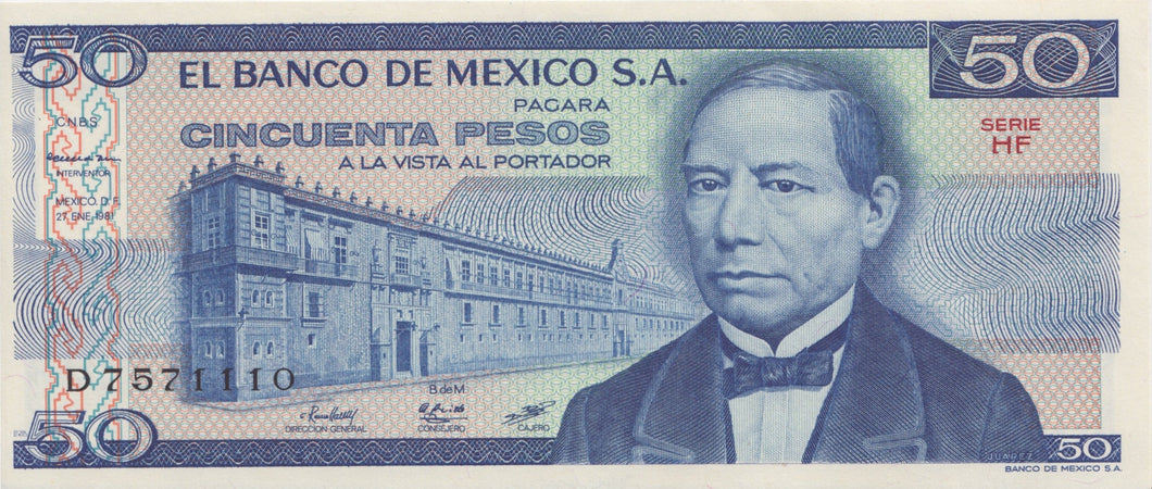 1973-1979 50 PESO BANKNOTE MEXICO REF 899 - World Banknotes - Cambridgeshire Coins