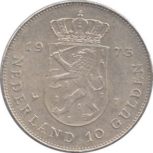 1973 SILVER 10 GULDEN NETHERLANDS 1 - SILVER WORLD COINS - Cambridgeshire Coins