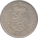 1973 SILVER 10 GULDEN NETHERLANDS 1 - SILVER WORLD COINS - Cambridgeshire Coins