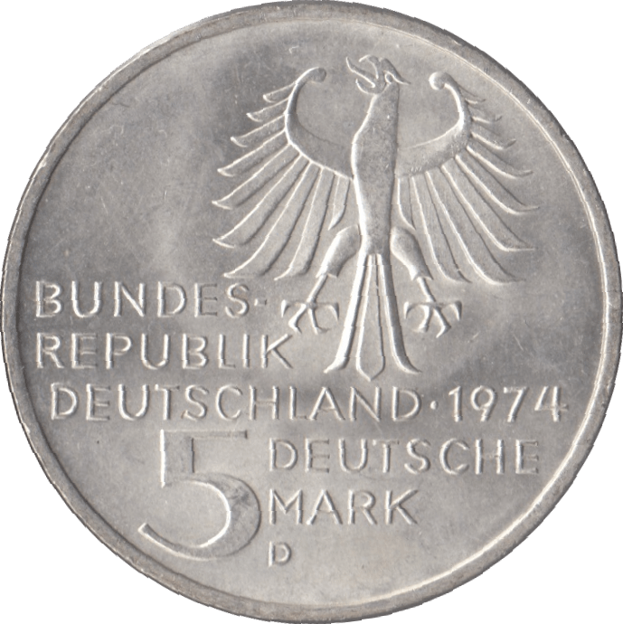 1974 IMMANUAL KANT GERMANY SILVER 5 MARKS - SILVER WORLD COINS - Cambridgeshire Coins