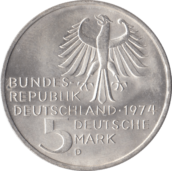 1974 IMMANUAL KANT GERMANY SILVER 5 MARKS - SILVER WORLD COINS - Cambridgeshire Coins