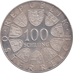 1976 SILVER PROOF 100 SCHILLING AUSTRIA - SILVER WORLD COINS - Cambridgeshire Coins