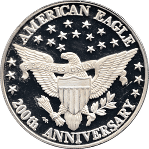 1982 TROY OUNCE SILVER 200TH ANNIVERSARY AMERICAN EAGLE USA - SILVER WORLD COINS - Cambridgeshire Coins