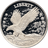 1982 TROY OUNCE SILVER 200TH ANNIVERSARY AMERICAN EAGLE USA - SILVER WORLD COINS - Cambridgeshire Coins