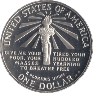 1986 SILVER PROOF DOLLAR ELLIS ISLAND USA - SILVER WORLD COINS - Cambridgeshire Coins