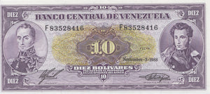 1988 10 BOLIVARES BANKNOTE VENEZUELA REF 1007 - World Banknotes - Cambridgeshire Coins