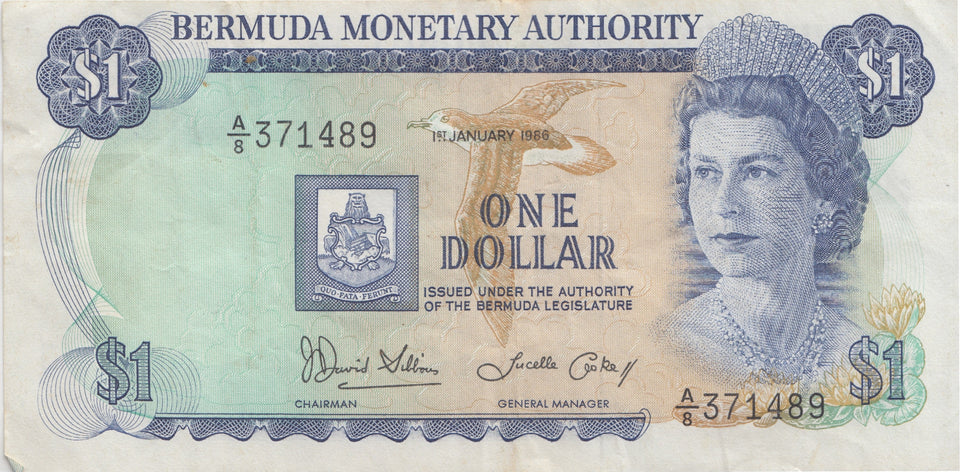 1988 BERMUDA MONETARY AUTHORITY ONE DOLLAR BANKNOTE REF 1523 - World Banknotes - Cambridgeshire Coins