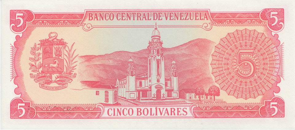 1989 5 BOLIVARES BANKNOTE VENEZUELA REF 1004 - World Banknotes - Cambridgeshire Coins