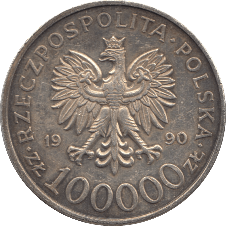1990 SILVER 100000 ZLOTY POLAND - WORLD SILVER COINS - Cambridgeshire Coins
