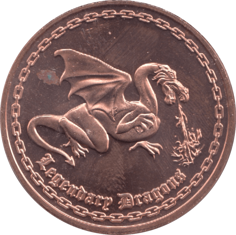 1oz FINE COPPER .999 LEGENDARY DRAGONS REF E27 - Copper 1 oz Coins - Cambridgeshire Coins