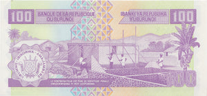 2001 100 FRANCS BANKNOTE BURUNDI REF 610 - World Banknotes - Cambridgeshire Coins