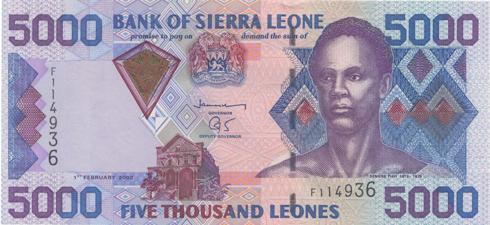 2002 5000 LEONES BANKNOTE SIERRA LEONE REF 975 - World Banknotes - Cambridgeshire Coins