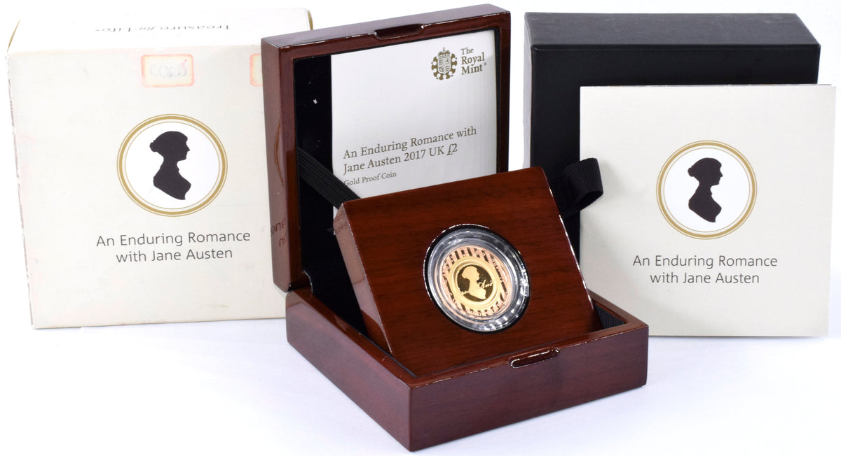 2017 Gold Proof £2 Jane Austen Coin BOX COA Double Sovereign Gold Proof ...