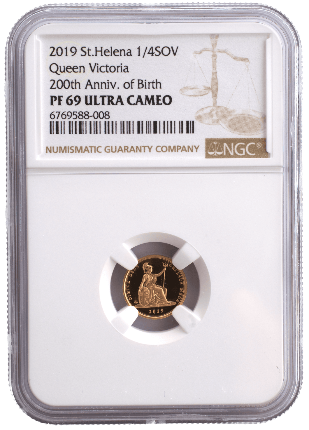 2019 GOLD PROOF QUARTER SOVEREIGN QUEEN VICTORIA 200TH ANNIVERSARY NGC PF 70 ULTRA CAMEO - NGC CERTIFIED COINS - Cambridgeshire Coins