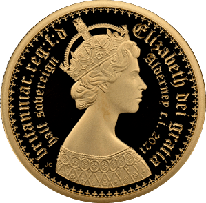 2021 GOLD PROOF ALDERNEY GOTHIC CROWN 1/2 SOVEREIGN (NGC) PF70 ULTRA CAMEO - NGC GOLD COINS - Cambridgeshire Coins