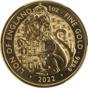 2022 GOLD PROOF LION OF ENGLAND AU ROYAL TUDOR BEASTS PCGS MS64 - NGC CERTIFIED COINS - Cambridgeshire Coins