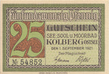 25 PFENNIG GERMANY NOTTGELD BANKNOTE REF 1489 - World Banknotes - Cambridgeshire Coins