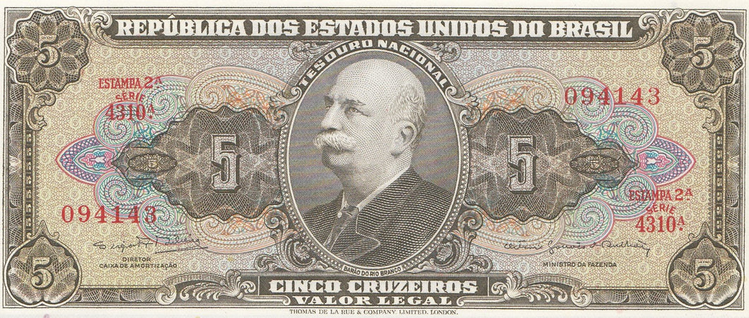 5 CRUZEIROS BANKNOTE BRAZIL ( REF 262 ) - World Banknotes - Cambridgeshire Coins