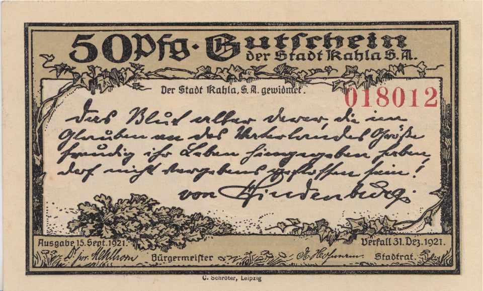 50 PFENNIG GERMANY NOTTGELD BANKNOTE REF 1485 - World Banknotes - Cambridgeshire Coins