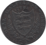 1794 GUARD AND GLORY HALFPENNY TOKEN KENT