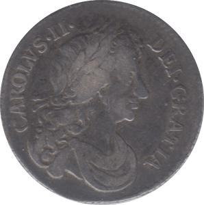 1677 SIXPENCE ( VF )