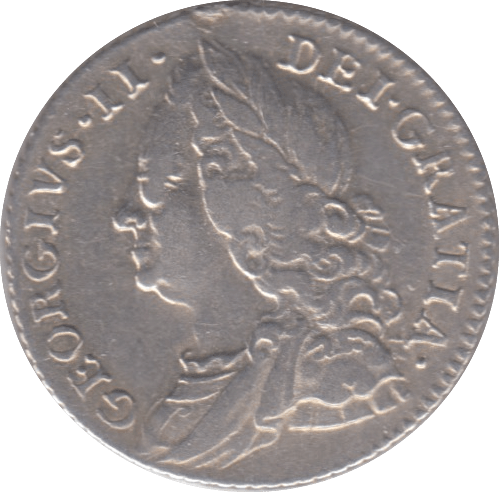 1757 SIXPENCE ( VF )