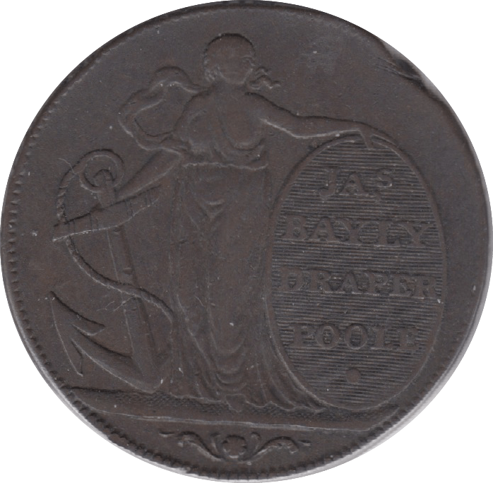 1795 HALFPENNY TOKEN DORSET ARMS OF POOLE HOPE AND ANCHOR DH6 ( REF 209 )