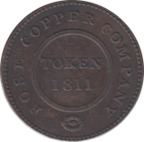 1811 HALFPENNY TOKEN BIRMINGHAM AND SWANSEA ROSE COPPER COMPANY REF 311