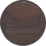 1813 PENNY TOKEN BIRMINGHAM WORKHOUSE REF 332