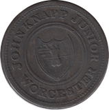 1813 John Knapp Junior Worcester Half Penny Token