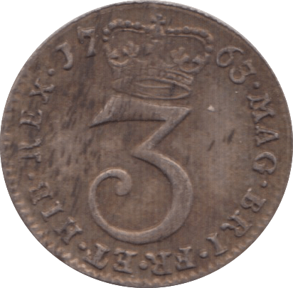 1763 MAUNDY THREEPENCE ( GVF )