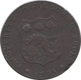 1795 HALFPENNY TOKEN DORSET ARMS OF POOLE HOPE AND ANCHOR DH6 ( REF 209 )