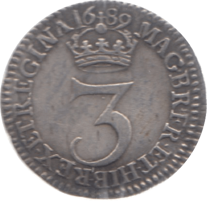 1689 MAUNDY THREEPENCE ( GVF )