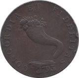 1793 HALFPENNY TOKEN INVERNESS-SHIRE CORNUCOPIA ROASE & FLOWERS ( REF 234 )