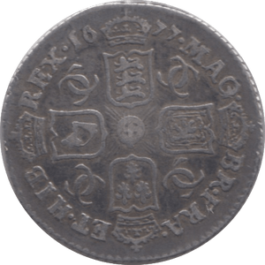 1677 SIXPENCE ( VF )